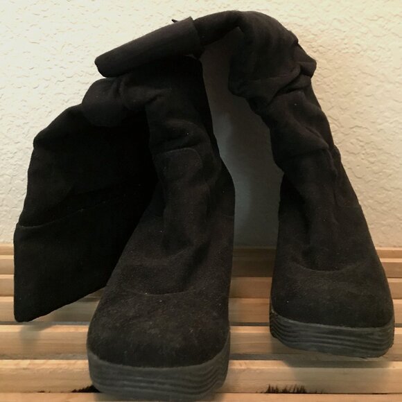 Skechers Suede Black Tall Boots Women Size US 8 - Picture 4 of 4